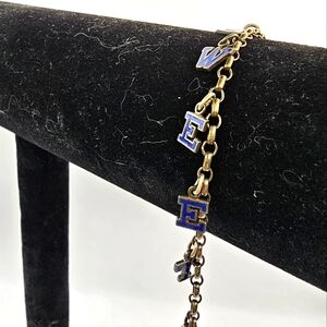 40's Stamped Uriscraft Sterling US Navy Charm Bracelet USN Sweetheart WWII Era